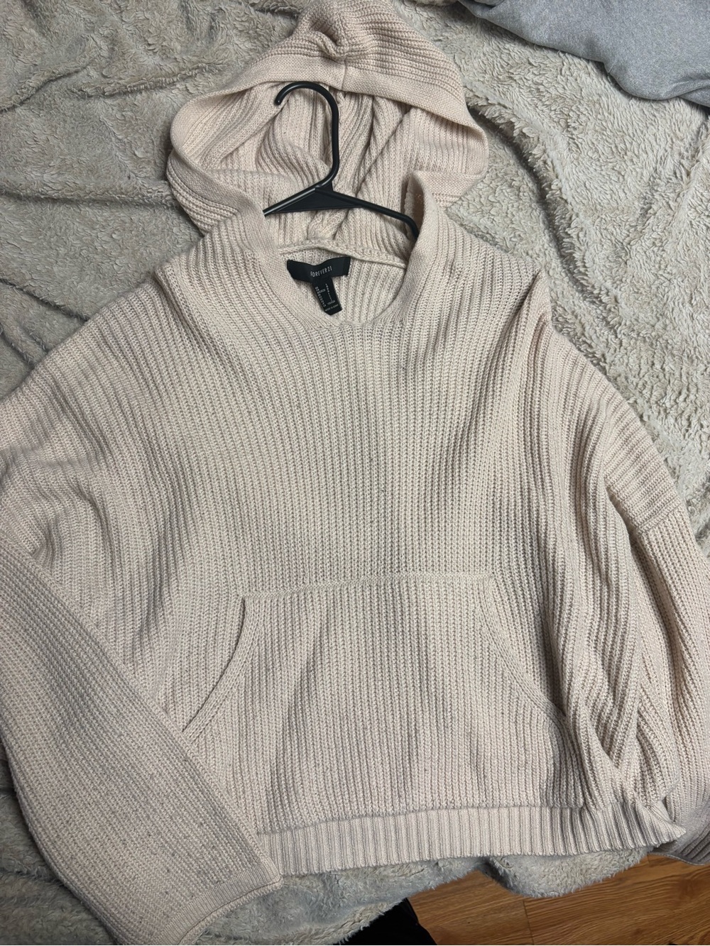 a new day Women's Hooded Knit Sweater in baby pink